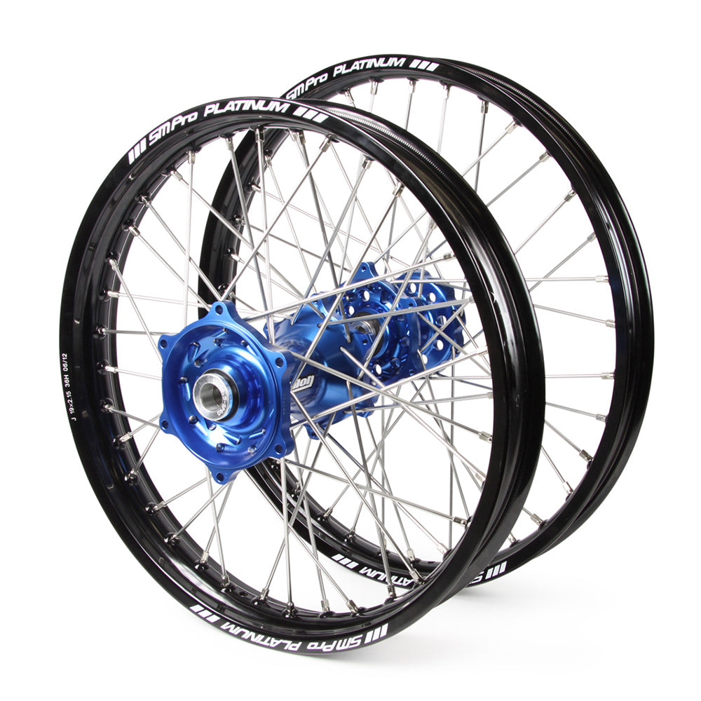 Yamaha Talon / Platinum Snr MX Black Rims / Blue Hubs Wheel Set YZ 125-250 2002-07, YZF 250 2002-06, YZF426-450 2002-07 (21 / 19X2.15)