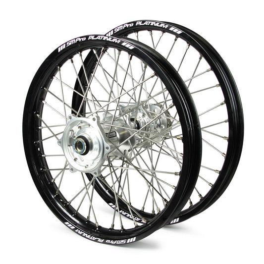 Husqvarna Talon / Platinum Snr MX Black Rims / Silver Hubs Wheel Set Te-Fe 250-300-350-450 2016-17 (21 / 18X2.15)