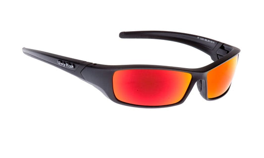 UGLY FISH RS5228 MATT BLACK FRAME, RED REVO LENS