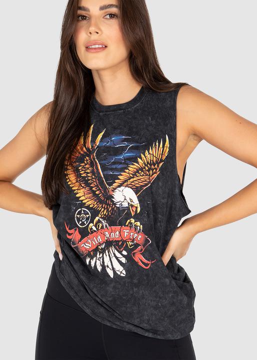 Unit Wild & Free Women's Muscle Tee - Stonewash Black
