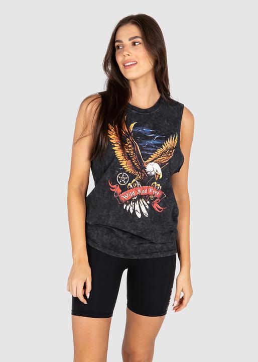 Unit Wild & Free Women's Muscle Tee - Stonewash Black