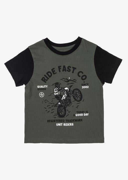 Unit Kids Tee Ride Fast Military