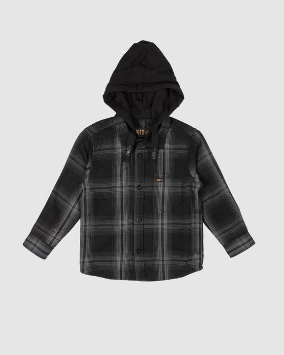 Unit Youth Chester Hood Shirt - Black / Grey