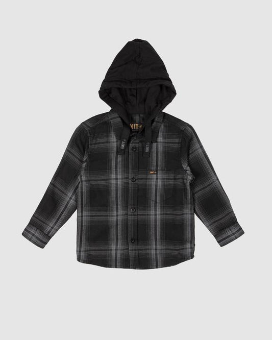 Unit Youth Chester Hood Shirt - Black / Grey